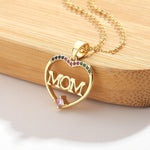 El Regalo Mother's Day/Mom's Birthday Gift- Mom/Mama Heart Stainless Steel Chain & Copper Cubic Zirconia Pendant Jewelry for Women- Thoughtful Gift for Ma (MOM Heart Pink)