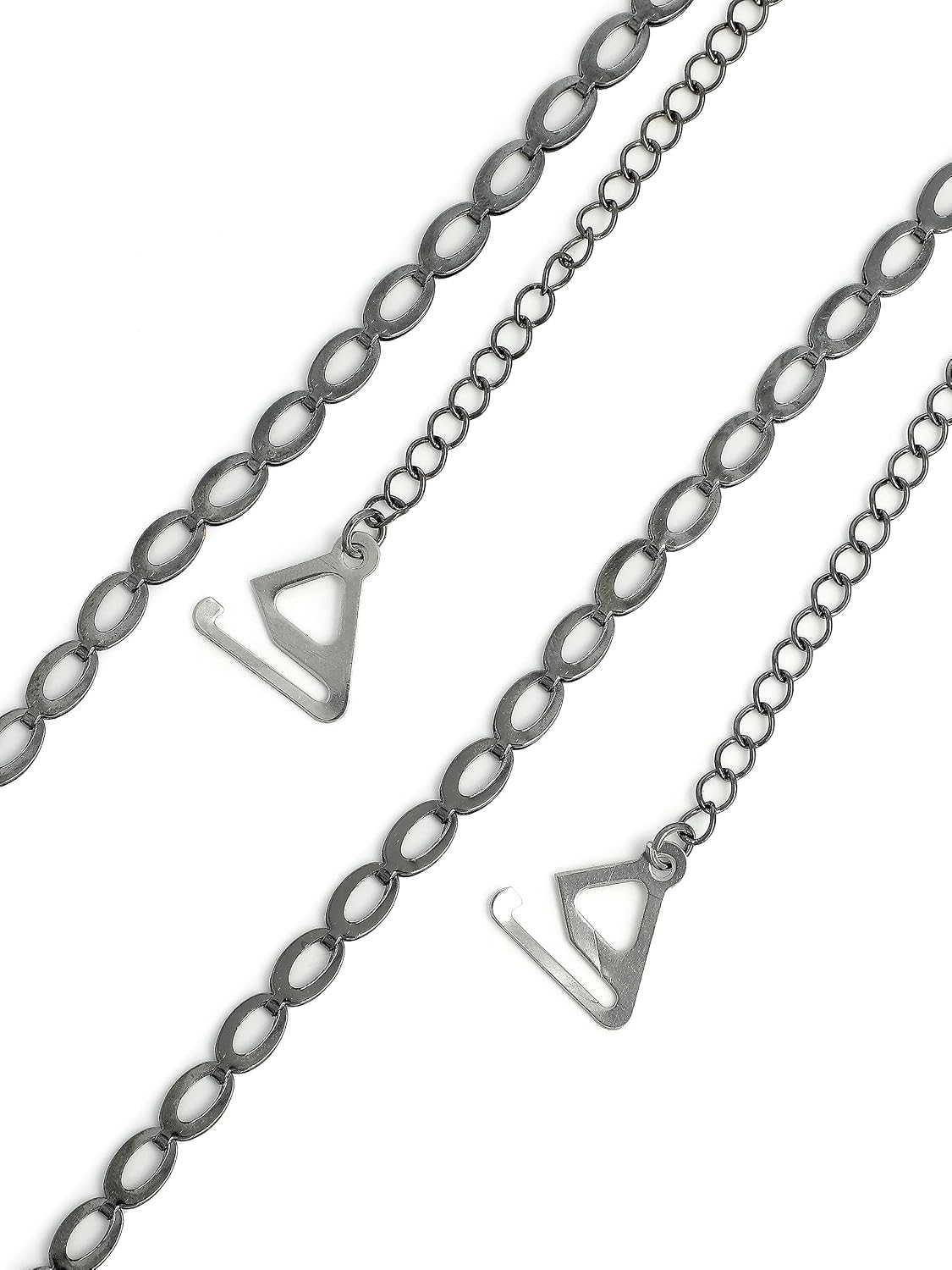 El Regalo 1 Pair Fancy Designer Chain Bra Straps for Off Shoulder Dresses or Wedding/Evening Gowns- Fancy Lingerie Straps Accessories (Gun Black)