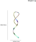 El Regalo Western Spiral Twisted Threader Earrings for Girls & Women- Stainless Steel/Anti-Tarnish Drop Dangle Handmade Twisted Linear Curved Minimal Everyday Earrings (Rainbow)