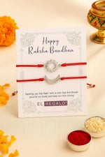 El Regalo 2PCs Sun Moon Adjustable Rakhis for Brother- Simple & Elegant 2 Rakhis with Roli Chawal, Message Card in Rakhi Box for Bhaiya-bhabhi (Red)