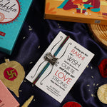 El Regalo Auspicious Shiva Damroo Mauli Thread Rakhi for Brother- Antique Damru Rakhi with Roli Chawal Shagun, Message Card in Rakshabandhan Gift Box (Multi Blue)