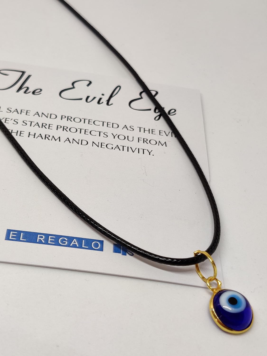 El Regalo Elegant Evil Eye Necklace - Evil Eye Handmade Glass Lamp work Unisex Pendant Necklace for Men, Women, Girls & Boys | Evil Eye Pendant Necklace (Golden with Cord)