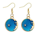 El Regalo Starry Crescent Moon & Star Planet Celestial Earrings for Girls & Women- Crescent Moon Enamel Earrings (Blue Moon)