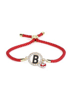 El Regalo Name Initials Evil Eye Bracelet Rakhi for Brother- Name Letter CZ Rakhi with Roli Chawal, Message Card in Rakshabandhan Box for Bhai (Red- B)