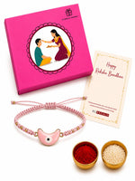 El Regalo Evil Eye Bracelet Rakhi for Brother with Roli Chawal in Gift Box (Moon Evil Eye-Pink)