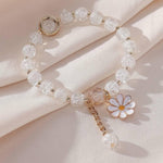 El Regalo 1 PC Dailsy Flower Sparkly Crystal Beads Tassel Bracelet for Girls/Teens/Women- Cute Crackle Beads Daisy Flower Stretch Bracelet (White)