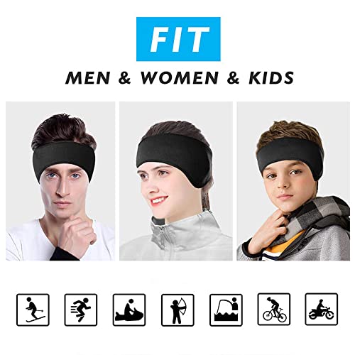 El Regalo 2 PCs Fleece Ear Warmers Headband Winter Ear Muffs for Men Women Kids in Cold Weather, Running Yoga Skiing Riding Bike Ear Cover (2 Blue)