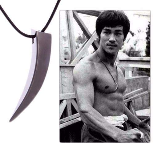 El Regalo Men's Stainless Steel Black Wolf Tooth Spike Bruce Lee Style Pendant Necklace | Men Jewelry | Men Pendant Necklace (Black)