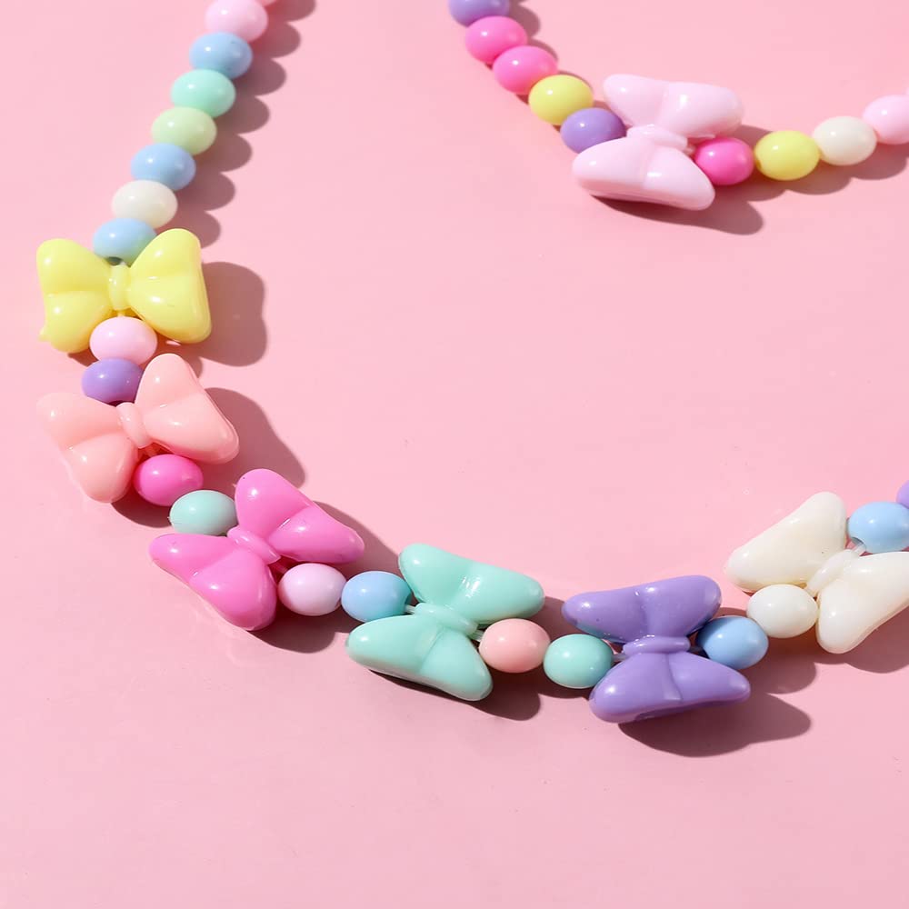 El Regalo 2 PCs Kids Girls Colorful Jewelry Sets - Kids Candy Color Beads Necklace & Bracelets Jewelry Sets for Girls & Toddlers