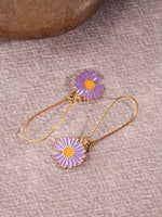 El Regalo Beautiful Enamel Flowers Long Hook Earrings for Women/Girls - Delicate Cute Flowers Charms Hook Earrings (Lavender Flower)