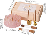 El Regalo Crystal Lotus Flower Incense Holder & Incense Sticks Gift Set | Resin Lotus Bowl Ash Catcher | Spiritual Home Decor for Diwali, Meditation, Relaxation, Wealth, Luck & Fortune