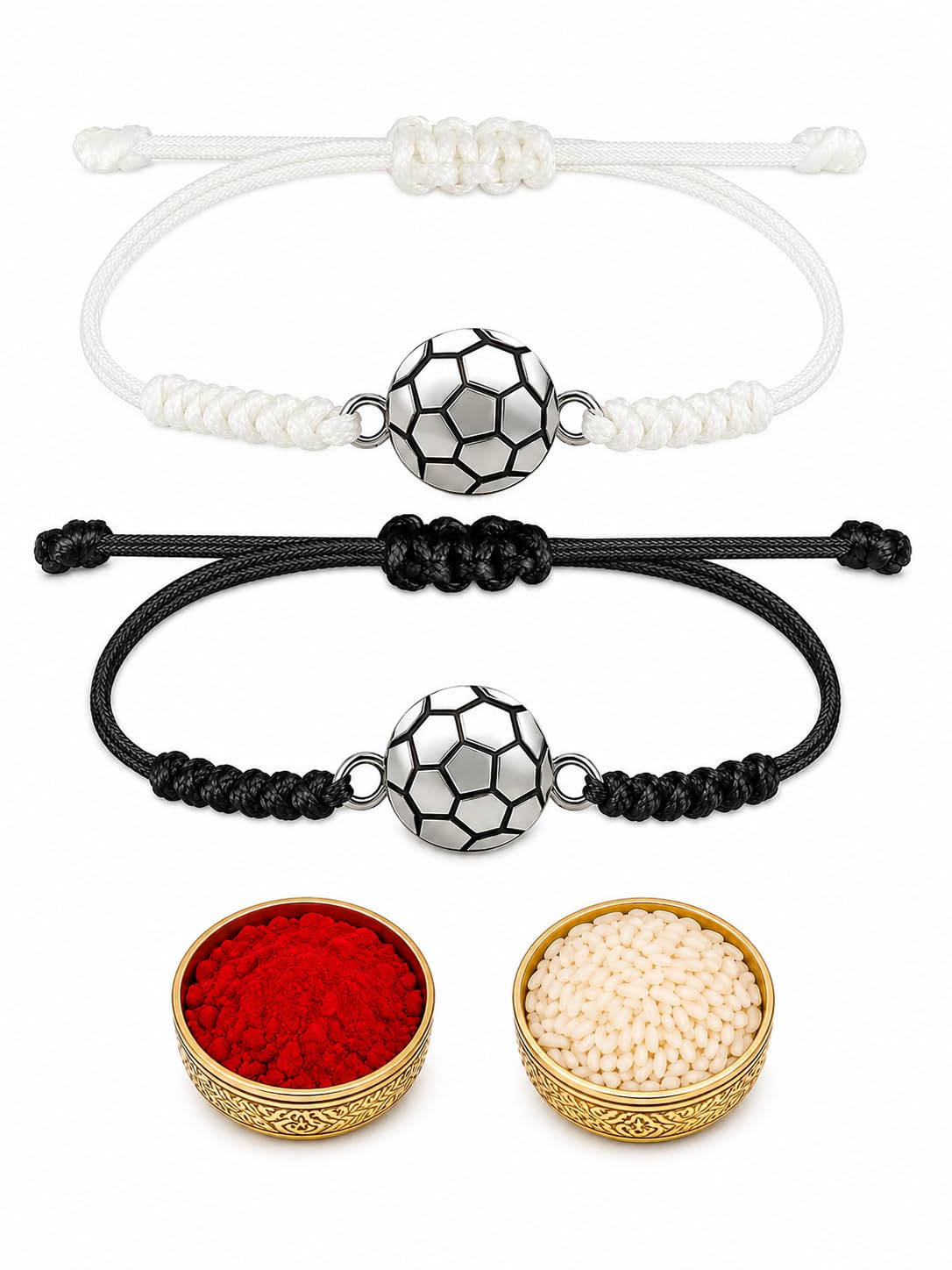 El Regalo 2PC Sports Rakhi for Kids | Sports Ball Bracelet Rakhis Combo Set for Brother/Niece/Nephew- Rakhi for Sports Lovers with Roli-Chawal, Message Card in Rakhi Gift Box (Option-4)