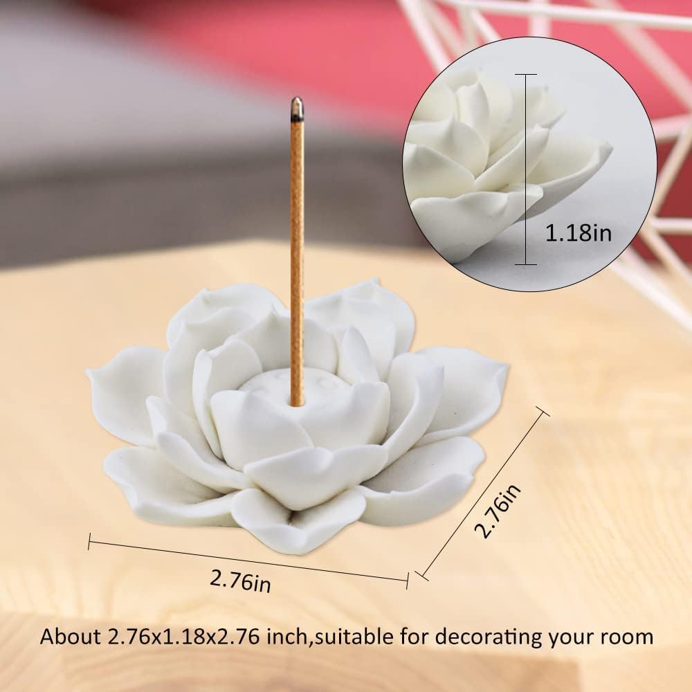El Regalo White Ceramic Lotus Flower Incense Stick Holder | Elegant for Incense Stick Holder for Home, Office & Meditation Decor | Compact & Stylish Agarbatti Stand Gift for Serenity & Relaxation