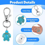 El Regalo 10PCs Lucky Little Turtle Keychain Set with White Organza Bag & Greeting Card - Good Luck Cute Mini Sea Turtle Inspirational Gift for Family, Friends, Coworkers