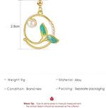 El Regalo Mermaid Tail Pearl Enamel Earring for Women & Girls- Mermaid Tail Pearl Earrings with Gold, Pearl & Teal Accents (Ocean Green)