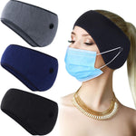 El Regalo 2 PCs Winter Fleece Ear Warmers Headband with Buttons for Facemask - Winter Ear Muffs for Men Women Boys & Girls in Cold Weather, Running Yoga Skiing Riding Bike Ear Cover (2 Grey)
