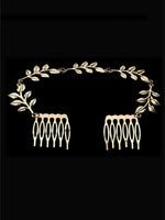 El Regalo Fancy Gold Tassel Floral Leaf Hair Jewelry | Head Chain with Clips for Girls & Women