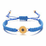 El Regalo 2 PCs Sunflower Daisy Bracelet - Adjustable Sunflower Bracelets for Best Friends/Besties - Sunflower Pinky Promise Bracelets for Kids Girls/Teens/Women (Yellow & Blue Sunflower Bracelet)