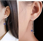 El Regalo Evil Eye Threader Earrings for Girls & Women | Blue Evil Eye Threader Long Drop Ear Line Dangle Earrings for Girls & Women