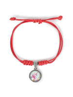 El Regalo 1PC Cute Girls Kids Unicorn Bracelet- Adjustable Hand Braided Floral Unicorn Rope Bracelets for Girls (Red Floral Unicorn)