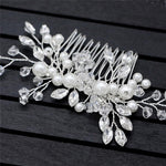 El Regalo Bridal Hair Side Comb For Women- Wedding Girls Hair Clip Leaves Pearl Rhinestone Crystal Spray Flower Hair Floral Vintage Hair Barrette Bridesmaids Headpiece