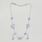El Regalo 2PCs Crystals Beads Necklace & Earrings Jewelry Set for Kids/Girls & Teens - Shimmering/Matt Crystal Beads Fancy Jewelry Set (Purple Heart)