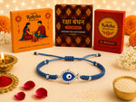 El Regalo 1PC Evil Eye CZ Bracelet Rakhi for Brother with Roli Chawal & Rakhi Message Card - Lucky Protection Rakhi to Avoid Negative Energies for Brother/Sister-in-Law/Niece or Nephew