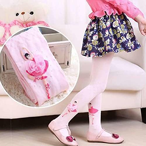 El Regalo Kids Girls Baby Ballet Dance Princess Tights Stockings Pantyhose | 1 pair | Princess Cotton Legging Stocking Pants Socks (Pink Large (7-9 Years))