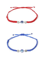 El Regalo 2PCs Cute Evil Eye Bracelet Rakhi Combo for Brothers/Bhai-Bhabhi- Fancy Evil Eye Rakhi with Roli Chawal in Rakshabandhan Gift Box (Blue & Red Flower Evil Eye)
