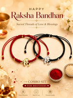 El Regalo 2PCs Auspicious OM Rakhi Set Brothers- Simple & Minimalist OM Bracelet Rakhi with Roli Chawal Shagun, Message Card in Rakhi Gift Box