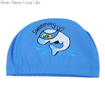 El Regalo Waterproof Swim Cap for Kids Boys Girls, Cute Cartoon PU/Silicone No-Slip Swimming Bathing Cap for Children Long Short Hair, Non-Toxic,Flexible Swim Caps Hat (Fish Blue)