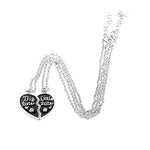 El Regalo Girl's Little Sis Big Sis Bff Best Friends Puzzle Heart Matching Pendant Necklaces Set (Black) 2 Pieces