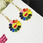 El Regalo Cute Enamel Rainbow Sunflower Smiling Face Necklace and Earrings Set for Girls & Women