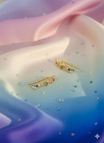 El Regalo Elegant Multi-Colour Crystal Crawler Earrings for Women & Girls- Gold Plated Curve Ear Line Climber Earrings