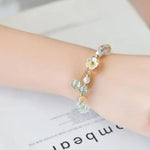 El Regalo 4PCs Cute Flower Bracelets- Shiny & Colorful Flower Charm Bracelets Set- Handmade Crystal Beaded Daisy Bracelets for Women Girls (Colors Option-1)
