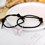 El Regalo 2PCs BFF Magnetic Butterfly Bracelets Set for Kids/Girls- Best Friends Butterfly Bracelets for Besties/Best Friends (Pink Butterfly)