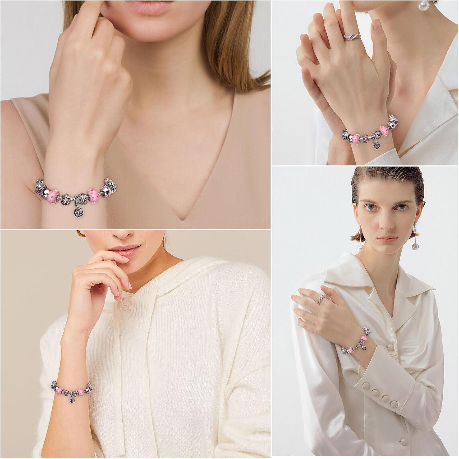 El Regalo Crystal Diamonds Heart & Beads Bracelet - Elegant, Delicate Gift for Women & Girls | Unique Beaded Design & Fine Craftsmanship