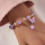 El Regalo 2 PCs Butterfly Crystal Beads Tassel Bracelet With Cute Enamel Butterfly Charms for Girls/Teens/Women (Color Option-3)