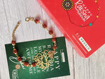 El Regalo OM Red Rakhi for Brother/Bhai/Nephew/Bhatija OM Handwoven Rakhi with shagun, Rakhi Message Card in Rakhi Gift Box
