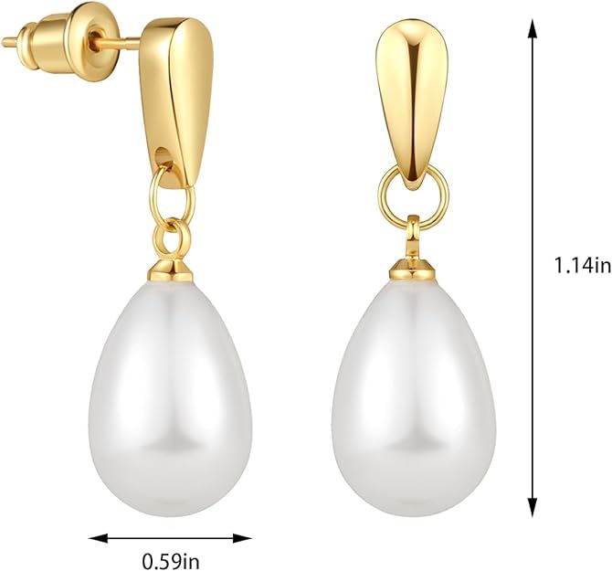El Regalo Elegant Faux Pearl Earrings for Women - Elegant 18K Gold & Silver Plated Moti Jewelry Collection | Fancy Studs, Dainty Drops & Long Dangle Pearls Earrings for Girls (Style-5)
