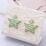 El Regalo Stainless Steel Star Stud Earrings for Girls & Women | Anti-Tarnish Gold Plated Cute Star Shape Enamel Contenporary Fashion Studs Earrings (Turquoise Green)