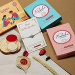 El Regalo 1PC Auspicious CZ Shell Bracelet Chain Rakhi for Brother- Designer Sankh Rakhi with Roli Chawal, Message Card in Rakhi Gift Box for Bhaiya/Bhabhi/Niece or Nephew