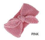 El Regalo 2 PCs Turban Wool Headband - Warm Rabbit Knot Hair Band, Knit Head Wrap for Baby Girls, Newborns and Toddler (Pink & White)