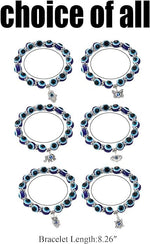 El Regalo 6 PCs Unisex Evil Eye Bracelets with Charms- Butterfly, Elephant, Hamsa Hand, Turtle, Eye & Owl