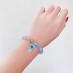 El Regalo 3PCs Opal Stone, Crystal Beads Tassel Bracelet With Cute Enamel Charms Star, Shell, Rainbow, Flowers, Swan, Pearls etc. for Kids/Girls/Teens/Women (Option-4)