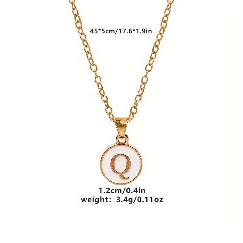 El Regalo Personalized Name Initial Letters Pendant Necklace-Enamelled Name Initials Pendant with Stainless Steel Chain (Q),Gold