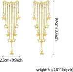 El Regalo Women's & Girl's Luxury Exaggerated Long Stars Tassels Earrings - Lightweight Party Earrings for a Stunning Look - Gentle Move, Elegant Design for Special Occasions