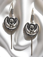 El Regalo Oxidized German Silver Needle Ear Wrap Earrings- Quirky Fashions Pin Bugadi Earrings (Crescent Moon with Ghungroo)