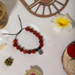El Regalo 1PC Auspicious Natural Rudraksha & Lava Beads Rakhi for Brother- Designer Rudraksha Beads Rakhi with Roli Chawal, Rakhi Message Card in Rakhi Gift Box (Silver OM)