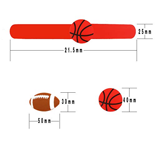 El Regalo 2 PCs Sport Ball Themed Party Football Wristbands for Kids Boys & Girls | Silicon Wrist Slap Bands with Removable Sport Balls Charms for Fun Kids Party Favors (Red & Yellow)
